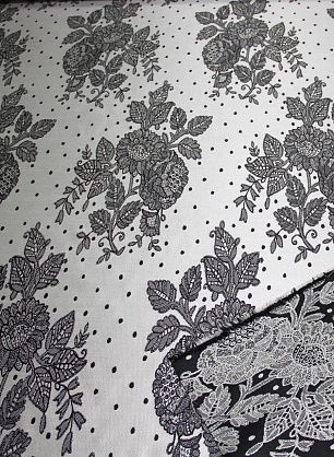 Плательная double (н) черно-белый цветочный орнамент ш-150см - в интернет-магазине тканей Тессутидея арт. 03-3198