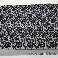 Кружевное полотно филькупе на сетке (о) черное - итальянские ткани Тессутидея арт. 03-6321