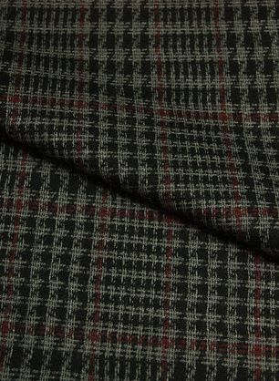 Костюмная (н) серо-черно-красная стилизованная клетка ш-130см - в интернет-магазине тканей Тессутидея арт. 05-2203