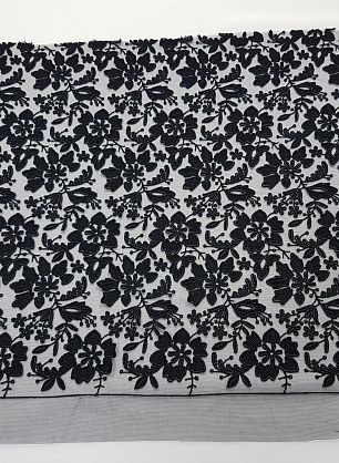 Кружевное полотно филькупе на сетке (о) черное - в интернет-магазине тканей Тессутидея арт. 03-6321