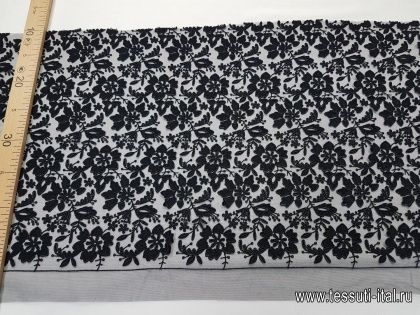Кружевное полотно филькупе на сетке (о) черное - итальянские ткани Тессутидея арт. 03-6321