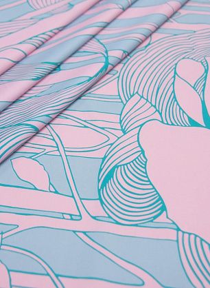 Хлопок (н) бирюзовый принт на розовом - в интернет-магазине тканей Тессутидея арт. 01-6703