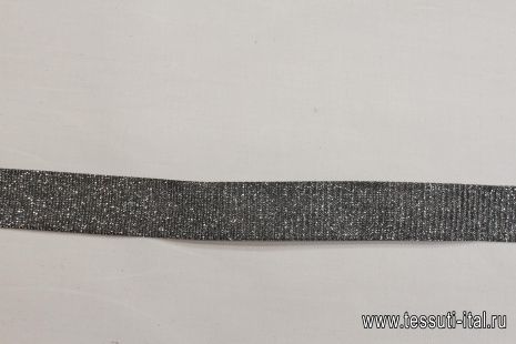 Тесьма окантовочная с люрексом ш-1,8см темно-серая - итальянские ткани Тессутидея арт. F-6201