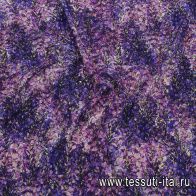 Крепдешин (н) мелкий сине-сиреневый цветочный рисунок  - итальянские ткани Тессутидея арт. 10-3433