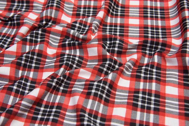 Джерси хлопок (н) красно-бело-черная клетка в стиле Burberry - итальянские ткани Тессутидея арт. 12-1017