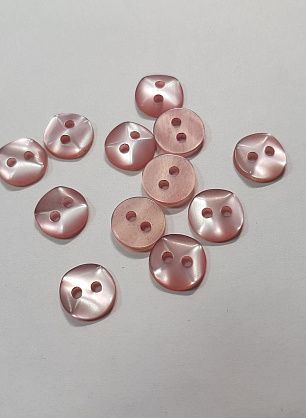 Пуговица пластик 2 прокола d-10мм розовая перламутровая - итальянские ткани Тессутидея.