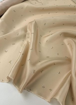 Шелк твил (н) мелкий цветочнай рисунок на бежевом - в интернет-магазине тканей Тессутидея арт. 10-4871