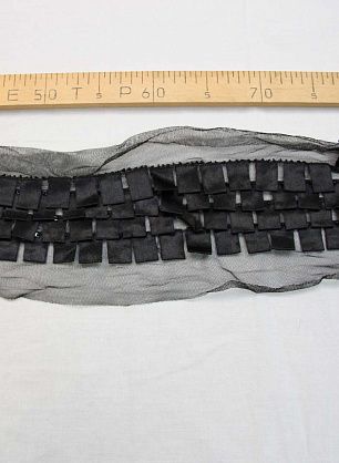 Аппликация черная на сетке атлас - итальянские ткани Тессутидея.