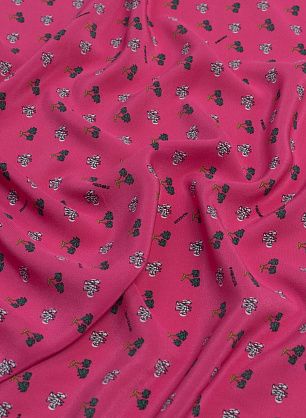 Крепдешин (н) пальмы на темно-розовом - в интернет-магазине тканей Тессутидея арт. 10-2535