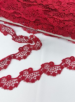Кружево макраме (о) красное ш-4см - итальянские ткани Тессутидея 03-1611
