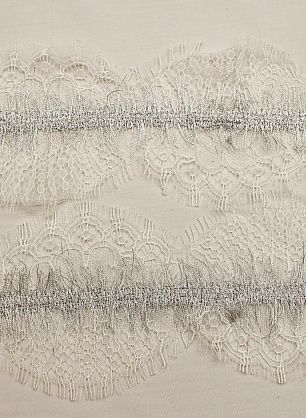 Кружево с люрексом (н) айвори с серебряной бахромой ш-9см - в интернет-магазине тканей Тессутидея арт. 03-7136