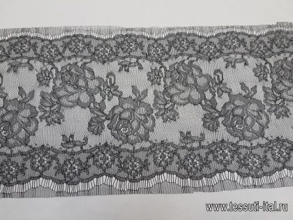 Кружево с люрексом (о) черное ш-22см Solstiss  - итальянские ткани Тессутидея арт. 03-1550