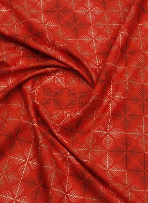 Хлопок (н) растительно-геометрический рисунок на красном - в интернет-магазине тканей Тессутидея арт. 01-7712