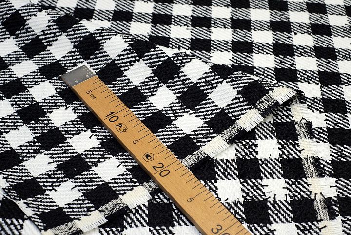 Костюмная клетка (н) черно-белая в стиле Dior - итальянские ткани Тессутидея арт. 01-5495