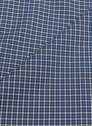 Костюмная стрейч 400 г/м (н) бело-черно-голубая клетка  - в интернет-магазине тканей Тессутидея арт. 05-4464