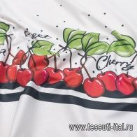 Хлопок бордюры (н) вишни на белом - итальянские ткани Тессутидея арт. 01-6911