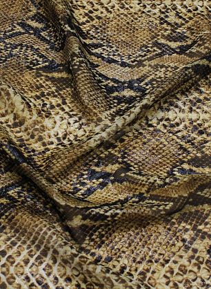 Шифон деворе с люрексом (н) бежево-коричневый змеиный принт - в интернет-магазине тканей Тессутидея арт. 10-3586