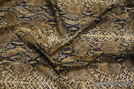 Шифон деворе с люрексом (н) бежево-коричневый змеиный принт - итальянские ткани Тессутидея арт. 10-3586