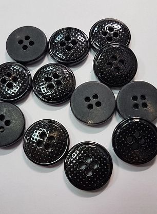 Пуговица пластик 4 прокола d-22мм темно-коричневая в точку - итальянские ткани Тессутидея F-5639