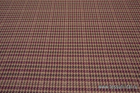 Трикотаж (н) бежево-бордово-коричневая гусиная лапка - итальянские ткани Тессутидея арт. 13-1511