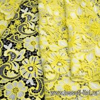 Кружевное полотно макраме (н) бело-желтое - итальянские ткани Тессутидея арт. 03-6129