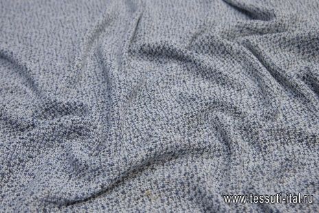 Трикотаж хлопок вязанный меланжевый (н) сине-серый с люрексом - итальянские ткани Тессутидея арт. 12-0983