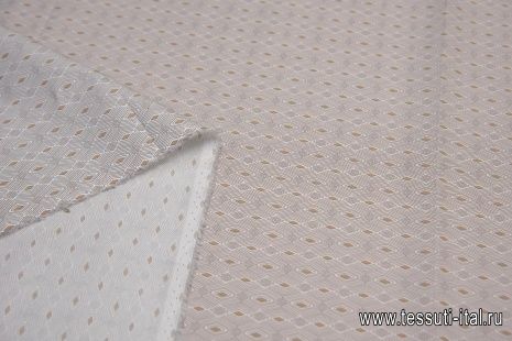 Сорочечная стрейч (н) бело-коричневый геометрический принт - итальянские ткани Тессутидея арт. 01-6026