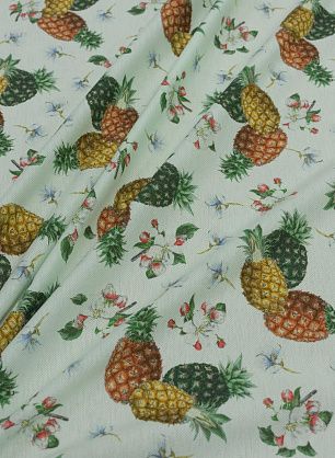 Трикотаж пике (н) ананасы на мятном - в интернет-магазине тканей Тессутидея арт. 12-1106