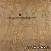 Жаккард полосы с бахромой (о) молочный - итальянские ткани Тессутидея арт. 01-1197