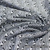 Плательная дабл стрейч (н) зонтики на черно-белой полоске в стиле Prada - итальянские ткани Тессутидея арт. 04-1213