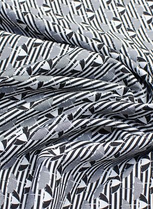 Плательная дабл стрейч (н) зонтики на черно-белой полоске в стиле Prada - в интернет-магазине тканей Тессутидея арт. 04-1213