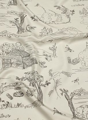 Шелк твил (н) серый рисунок на айвори - в интернет-магазине тканей Тессутидея арт. 10-4674