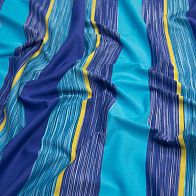 Трикотаж хлопок (н) сине-желто-голубая полоска в стиле Missoni - итальянские ткани Тессутидея арт. 12-0964