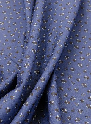 Сорочечная (н) мелкий цветочный орнамент на синем - в интернет-магазине тканей Тессутидея арт. 01-5074