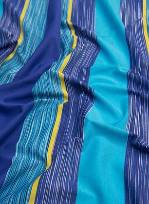 Трикотаж хлопок (н) сине-желто-голубая полоска в стиле Missoni - в интернет-магазине тканей Тессутидея арт. 12-0964