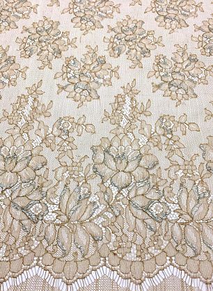 Кружево с люрексом (н) светло-коричневое с серебром Solstiss - в интернет-магазине тканей Тессутидея арт. 03-5063