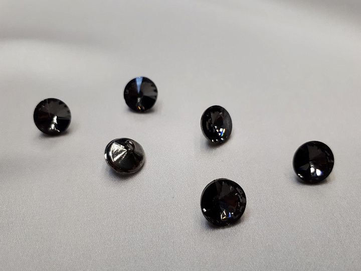 Пуговица металл никель на ножке со серым стразом Swarovski d-10мм  - итальянские ткани Тессутидея арт. F-3900