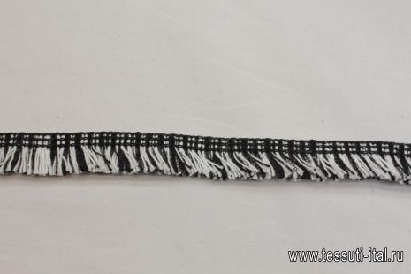 Тесьма бахрома (н) черно-белая ш-1,5см - итальянские ткани Тессутидея арт. F-6191
