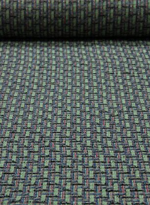 Костюмная шанель (н) бежево-сине-зелено-розовая ш-150см - в интернет-магазине тканей Тессутидея арт. 03-3769