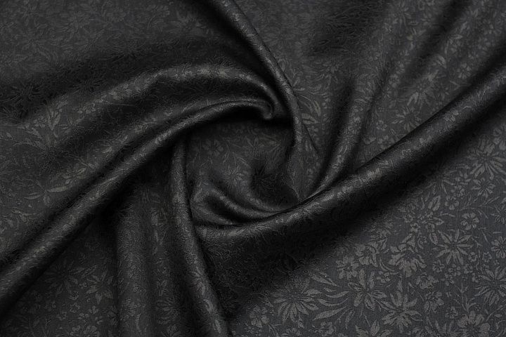 Жаккард (н) черный цветочный рисунок на черном  - итальянские ткани Тессутидея арт. 05-4787