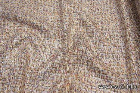 Шанель с люрексом (н) бело-бордовая с серебряно-золотым люрексом - итальянские ткани Тессутидея арт. 03-6626