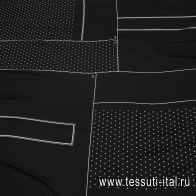 Шелк дама купон-детали (н) черно-белый с логотипом - итальянские ткани Тессутидея арт. 10-4586