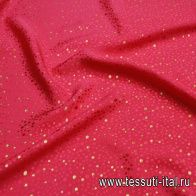 Шелк жаккард с люрексом (н) розово-золотой стилизованный горох на красно-розовом - итальянские ткани Тессутидея арт. 10-3283