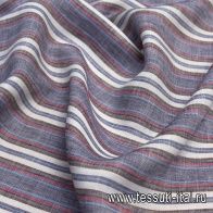 Лен (н) красно-бело-сине-коричневая полоска - итальянские ткани Тессутидея арт. 16-0563