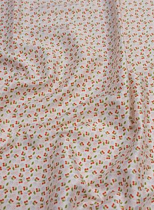 Плательная твил (н) вишни на белом - в интернет-магазине тканей Тессутидея арт. 03-6643