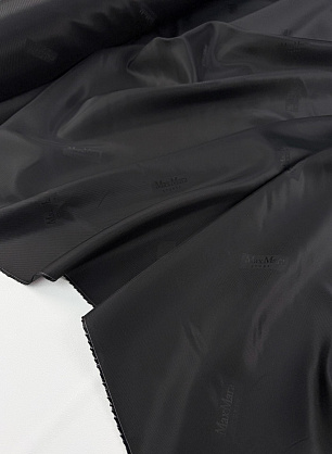 Подкладочная диагональ вискоза с надписью (о) черная - в интернет-магазине тканей Тессутидея арт. 08-1677