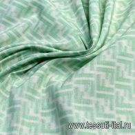 Органза (н) бело-зеленый орнамент в стиле Fendi - итальянские ткани Тессутидея арт. 01-5098