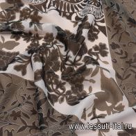 Батист (н) хаки-черно-белый рисунок - итальянские ткани Тессутидея арт. 01-6960
