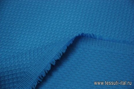 Плательная стрейч пике (о) ярко-голубая - итальянские ткани Тессутидея арт. 01-3302