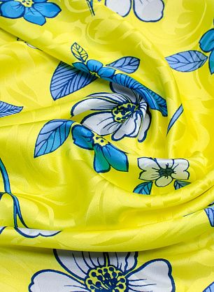 Шелк дама (н) цветочный орнамент на ярко-желтом в стиле Pierre Cardin - в интернет-магазине тканей Тессутидея арт. 02-8715